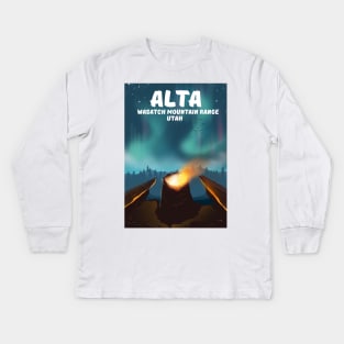 Alta Wasatch Mountain Range Utah Kids Long Sleeve T-Shirt